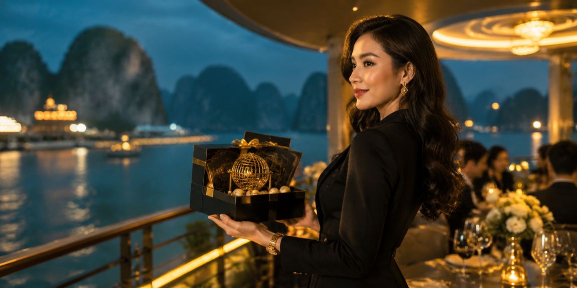 Người chơi xổ số tại vùng biển Hạ Long với vé số truyền thống Việt Nam